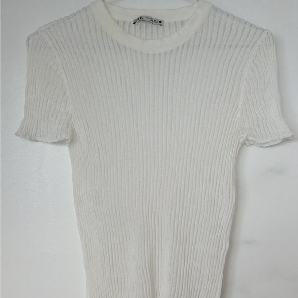 Zara Cream Ribbed Knit Top